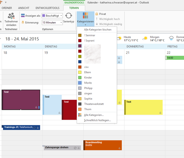 Tipp Outlook Kalender Farbe Kategorie
